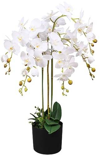Xichuzi Künstliche Orchidee mit Topf 75 cm Weiß, Künstliche Pflanzen Deko, Kunstpflanzen Wie Echt, Künstliche Zimmerpflanzen, Pflanzen Deko, Artificial Pflanzen