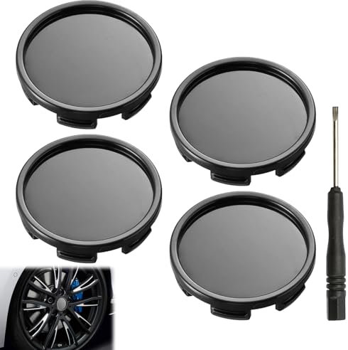 4 Stück Nabendeckel 58mm,Radnabenkappen,ABS Nabendeckel 58mm,Felgendeckel,Polierte Oberfläche,Schwarz Felgenkappen Ersetzen,für Radnaben,Auto Zubehör,mit EIN Schlitzschraubendreher