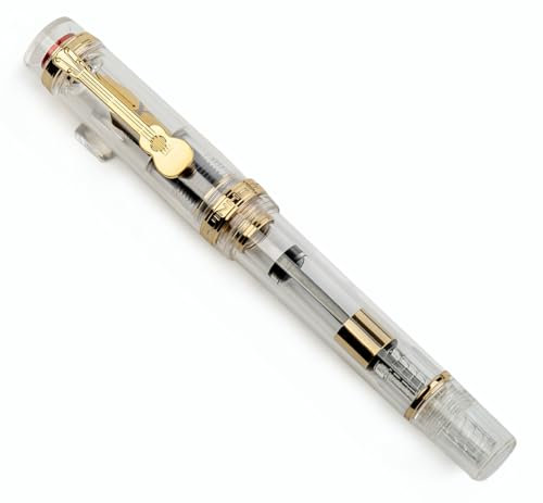 JINHAO 1935 Fountain Pen TIANDAO Series #8 Nib Ink Pen with Guitar-Shaped Clip and Ink Converter (F Nib 0.5mm, Transparent)