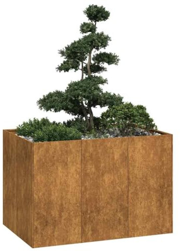 Homgoday Jardinière rouillée 120 x 80 x 80 cm en acier Corten, mobilier de jardinière pour jardin