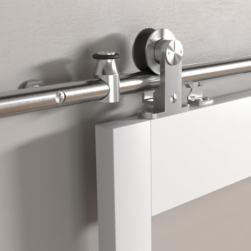 SOTECH Edelstahl Schiebetüren Set MANSION Softclose (von oben anschraubbar) | bis 80 kg Türgewicht max. 1000 mm Türbreite 30-40 mm Türstärke Beschlag mit Türstopper & Bodenführung für Holztüren