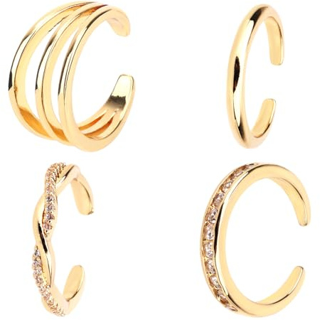 Mikovivi 4pcs Adjustable Toe Rings for Women, Open Toe Rings Set Simple CZ Triple Twist Crystal Band Elegant Summer Beach Foot Jewelry