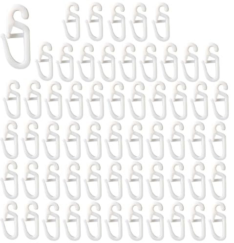 Auriselle 60 Unidades de Ganchos Universales para Rieles de 30 mm Ganchos para Cortinas para Colgar Colgadores de Plástico para Cortinas para Caravanas, Autocaravanas y Remolques (Blanco)