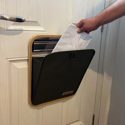 MAIL MORE® mail catcher basket - Post Bag - letter catcher for front door - mail catcher for letterboxes indoor - Metal Cloth Bamboo Door Post Box - Front Door Fabric Pocket