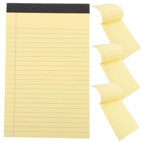 CONGARTENO 4 Stück Notizblöcke Gelb Liniert Abreißbar Schreibblock Memo Pads für Büro und Zuhause mit Tintenfestem Papier
