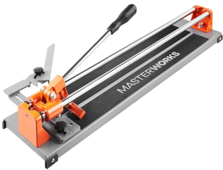 MasterWorx MasterWorks Manual Tile Cutter, Heavy Duty Ceramic, Inch Floor | Porcelain Tile Cutter, Solid Steel Rails, Smooth Ball Bearings, Wall Cutter, 45° Mitre Guide