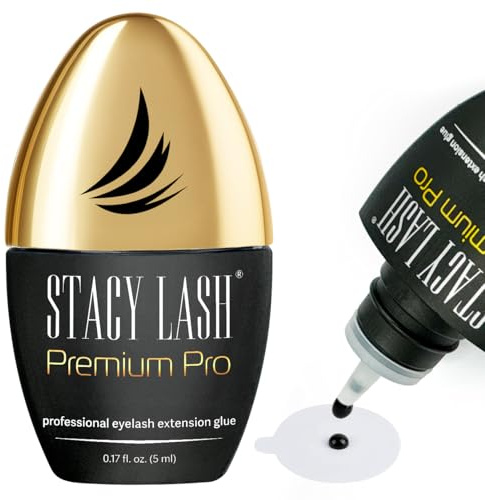 STACY LASH Premium Pro Eyelash Extension Glue 0.17fl.oz/5ml / 0.3 Sec Drying time/Retention – 7 Weeks/Extra Strong Black Lash Adhesive/Lash Tech Supplies