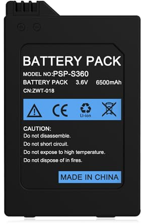 Batterie pour Sony PSP 2000/PSP-3000/PSP-S110 la Console, 6500mAh Haute capacité 3.6V Lithium ION Rechargeable de Remplacement (Non pour PSP-1000)