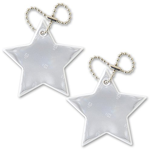 funflector Reflektor-Anhänger - Stern - Weiß - 2er Pack