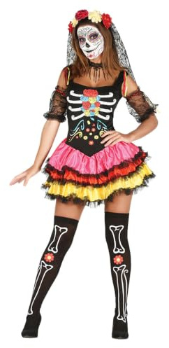 Horror-Shop Day of the Dead Kostüm mit Haarreif und Armstulpen für Deinen Auftritt am Tag der Toten M