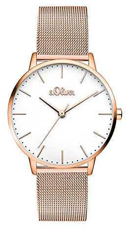 s.Oliver Damen Analog Quarz Armbanduhr mit Edelstahl Armband SO-3446-MQ