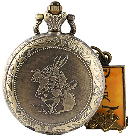 CokinkiDs Taschenuhr, romantische Bronze-Taschenuhr, Alice niedliche Uhr, Geschenke für Männer
