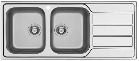 SCHOCK | Lavello Cucina Master D200 2 Vasche con Gocciolatoio, Vasche Sinistre, Lavello in Acciaio Inox con Guarnizione Preinstallata, 1160x500mm