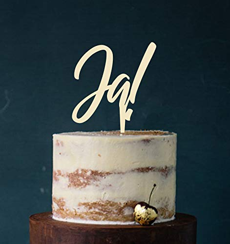 Manschin-Laserdesign Cake Topper, Tortenstecker, Tortefigur Acryl, Tortenständer - Farbwahl - Etagere Hochzeit Hochzeitstorte Ja! (Elfenbein) Art.Nr. 5230