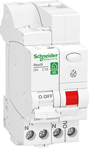 Schneider Electric R9ETC620 Resi9 XE - disjoncteur détecteur d£MCE£arc - 1P+N - 20A - courbe C - embrochable Disj Det Arc XE 1P+N 20A C