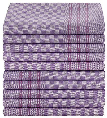 DESERMO 10er Set Grubentücher | Hochwertiges Grubentuch aus 100% Baumwolle | Geschirrtuch 50 x 90cm mit beidseitigem Hänger | Garngefärbtes Grubenhandtuch Blau/weiß kariert