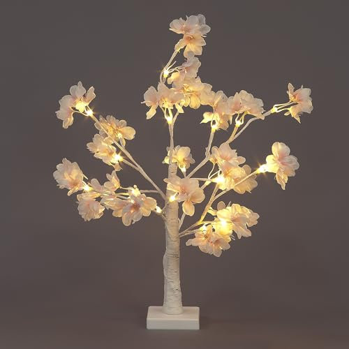 60cm Cherry Blossom Tree w/Warm White LED's - Battery Operated for Indoor Use. 2 Types Available (Pale Pink)