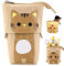 MNBHJK Briefpapier Fall Stand Pencil Holder Canvas Pencil Case mäppchen Cartoon Cute Cat Pencil Case Cosmetic Bag Organiser for Student, Teenager, Girls, Adult, School, Office（Khaki）
