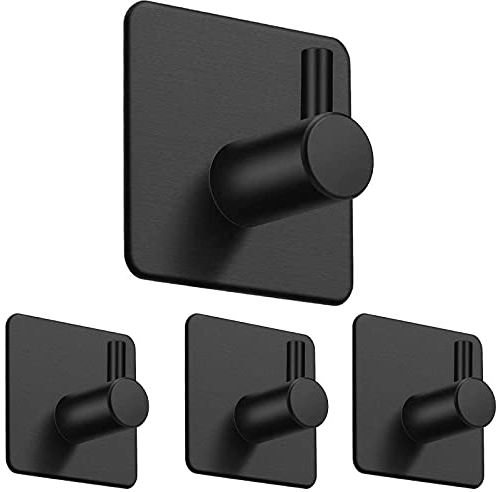 Moboo 4 Stück Handtuchhaken Handtuchhalter Wandhaken Klebehaken Selbstklebend aus Edelstahl, Ohne Bohren, Rostfrei, Ideal für Badzimmer Küche Büro