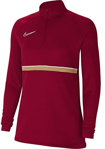 Nike Academy 21 Drill Top - Felpa da Donna, Donna, CV2653-677, Rosso/Bianco/Oro Jersey/Bianco, L