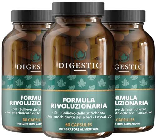 Digestic - Lassativo per Sollievo dalla Costipazione - Ammorbidente per Feci, 100% Ingredienti Naturali - 180 Capsule - Integratore giornaliero, Lassativo Naturale Delicato