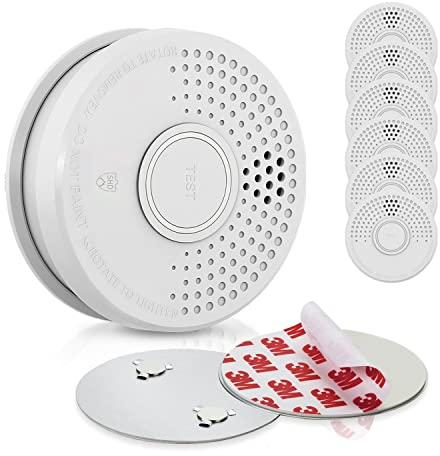 SHD by OneConcept Rauchmelder mit Magnethalterung, 7X Mini-Rauchmelder, Feuermelder mit Batterie, Rauchmelder für Küche, Büro, Wohnwagen, 7er-Set Brandmelder mit Testfunktion & Stummschaltung