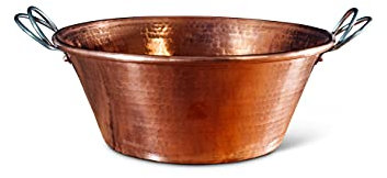 Sertodo Copper Padella per marmellata, diametro 30,5 cm x profondità 12,7 cm, 100% rame massiccio, calibro pesante, martellato a mano, sistema di manico brevettato | marmellata, carnitas, polenta,