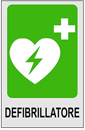 CARTELLO SEGNALETICO - DEFIBRILLATORE - Con Adesivo in Vinile e Pannello in Forex (Adesivo)