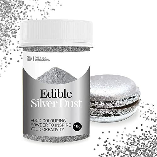 Silver Dust Edible Glitter 10g - Edible Cake Decorations - Edible Glitter for Drinks, Cake Icing, Muffins, Baking Decorations - Silver Sparkle