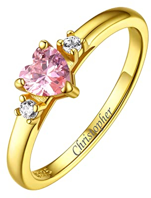 Bestyle Damne Ring Silber 925 Personalisiert Verlobungsring Mit Stein Ehering Herren Modeschmuck Ringe Mit Gravur Gold Ein Geburtsstein