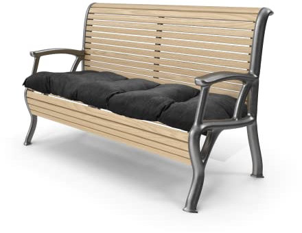 Grand Filippo Sitzkissen Bank 100 x 55 cm Schwarz - Wasserdicht Sitzkissen Garten Beständig Gegen Schimmel und Feuchtigkeit - Handgefertigt Sitzauflagen für Bänke mit Befestigungsschnüre