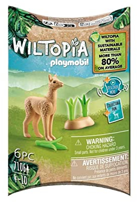 PLAYMOBIL WILTOPIA 71064 Junges Alapaka aus nachhaltigem Material inklusive vielen Zubehör und Tier-Sammelkarte mit QR-Code und spannenden Audio-Content, ab 4 Jahren