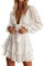 PHENHU Women's Dress Deep V-Neck Long Sleeve Knot Front Ruffle Hem Casual Short Dress