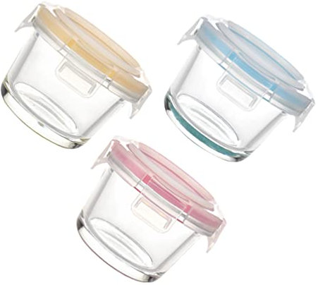 Zerodeko 3 Pièces Bol à Nourriture Solide pour Bébé Pots De Stockage De Nourriture pour Bébé Petit Bol avec Couvercles Bol à Pinique Boite à Nourriture Un Verre De Bébé Four Micro-