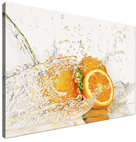 Estika Leinwand bilder - Orange im Wasser - 90x60 cm, 1 teilige kunstdruck - Wandbilder wohnzimmer, schlafzimmer, Moderne wanddeko, Bild auf leinwand - Küche, Restaurant bilder - 5032A_1L