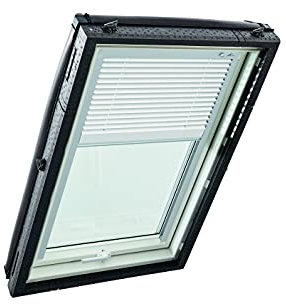 Roto Original Jalousette ZJA Dachfenster - Führungsschiene Silber - Jalousie für Baureihe Designo R4/R7 und Classic K 43/73 - Größe 054/118 | 05/11 - Stofffarbe Weiß