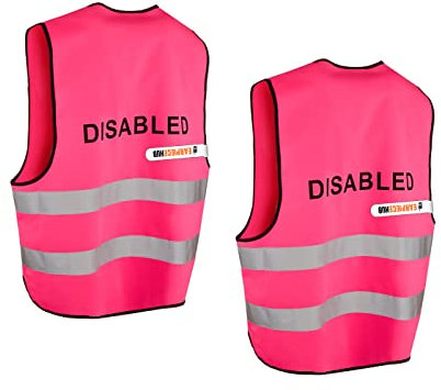 Lot de 2 gilets de sécurité haute visibilité pour handicapés, rose, taille unique