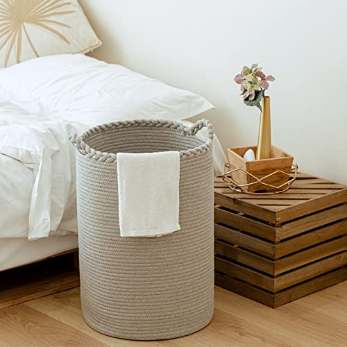 Homlikelan Gewebter Wäschekorb, 72 l, hoher Weidenkorb für Decken, Kleidung, Kissen, Spielzeug, Schuhe, großer Baumwollwäschekorb für Schlafzimmer, Wohnzimmer, Badezimmer