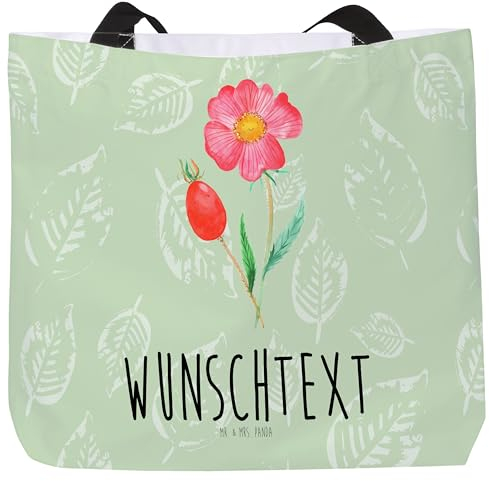 Mr. & Mrs. Panda Personalisierter Shopper Blume Hagebutte - Personalisierte Geschenke, Schlechte Gedanken, Ausflug, Stofftasche, Lebensfreude, XXL Tasche, Schultertasche, XL, Tüte, Garten