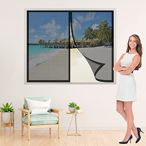 Fliegengitter Rollo Schwarz 80x105cm Fliegengitter Fenster Mückengitter Insektenschutz Magnetvorhang mit Starkem Klettband ohne Bohren für Fenster und Türen