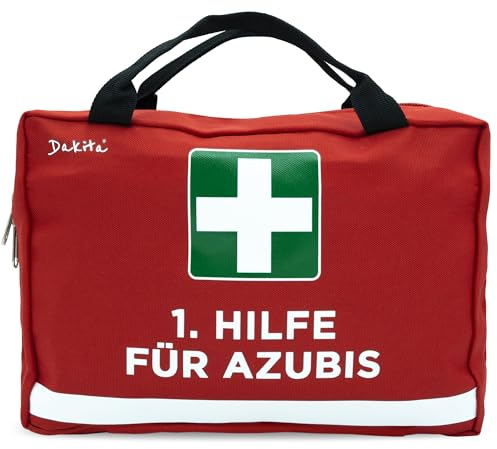 Dakita Erste Hilfe Tasche für Azubis – Lustiges Geschenk zum Ausbildungsstart oder zur Prüfung – 28×18×8 cm – rot, ohne Inhalt