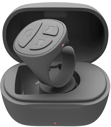 SOFAMIRI Auto Clicker for iPhone TIK Tok Remote Control Kindle App Page Turner Bluetooth Media Button Remote Selfie TIK Tok Scrolling Ring for iPhone iPad iOS Android (D02, Black)