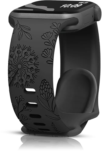 HalfYue Florales Graviertes Armband Kompatibel mit Apple Watch Armband 38mm 40mm 41mm für Männer/Frauen, Verstellbares Silikon-Sportprägungsgurt für iWatch Series 9/8/7/6/5/4/3/2/1/Ultra2/SE