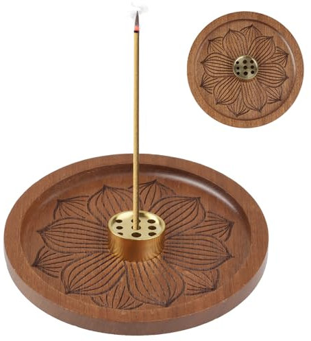 Räucherstäbchen Halter, Holzlotus Räucherstäbchenhalter, Incense Holder, Räucherstäbchen Halterung, 9 Loch Halter Räucherstäbchen, Incense Burner, Halter Lotus Räuchergefäß für Meditation Yoga