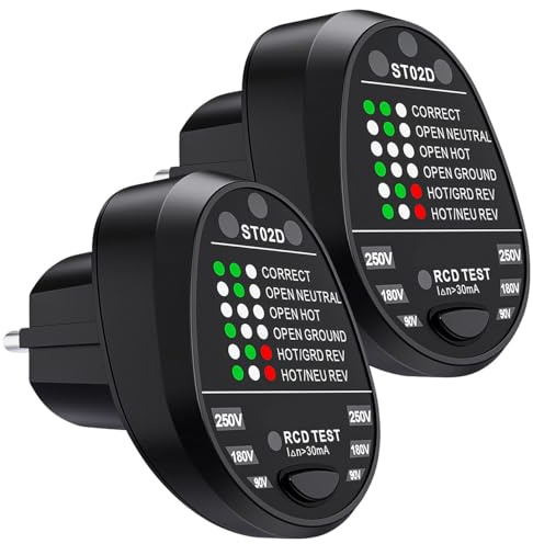 revolt Steckdosen-Testgeräte: Steckdosentester mit Status-LEDs, bis 230 Volt 2er-Set (multifunktionaler Steckdosentester, Steckdosenprüfgerät)