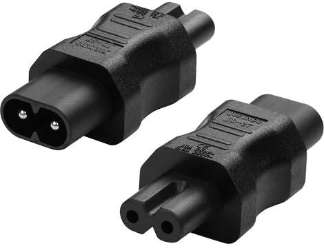 JSADZKJ IEC320 C7 à C8 adaptateur secteur Figure 8 mâle à femelle convertisseur de prise de courant C7 à C8 adaptateur secteur 110V-250V 2.5A pour ordinateurs portables Scanners (2 Pcs)