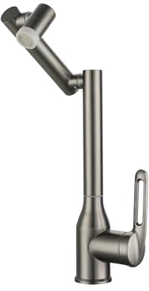 Robinet Mitigeur Lavabo Salle de Bain Mitigeur Monocommande 1 Trou 2 Modes Inox Robinet Salle Bain,gris