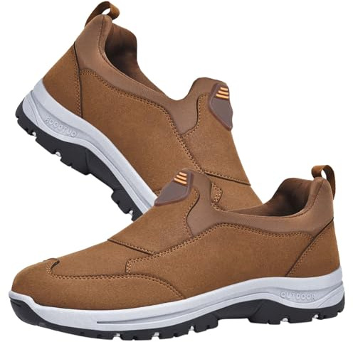 AZMAHT Chaussures orthopédiques Homme Chaussures à Enfiler Chaussures minimalistes Homme Chaussures Pieds Larges Chaussures sans Lacets Homme Chaussure Homme Sport,Marron,40/250mm