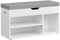 VASAGLE Shoe Bench with Cushion, Storage Bench with Padded Seat, 3 Compartments, Hidden Storage, Shelves, Living Room Lounge Hallway Bedroom, Load Capacity 150 kg, Cloud White LHS030W02