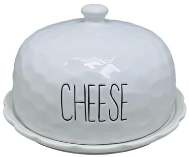 Acense Handcrafted White Ceramic Cheese Dome